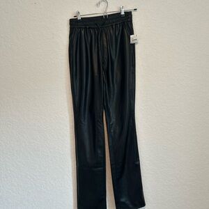 Good American Black Faux Leather Trousers